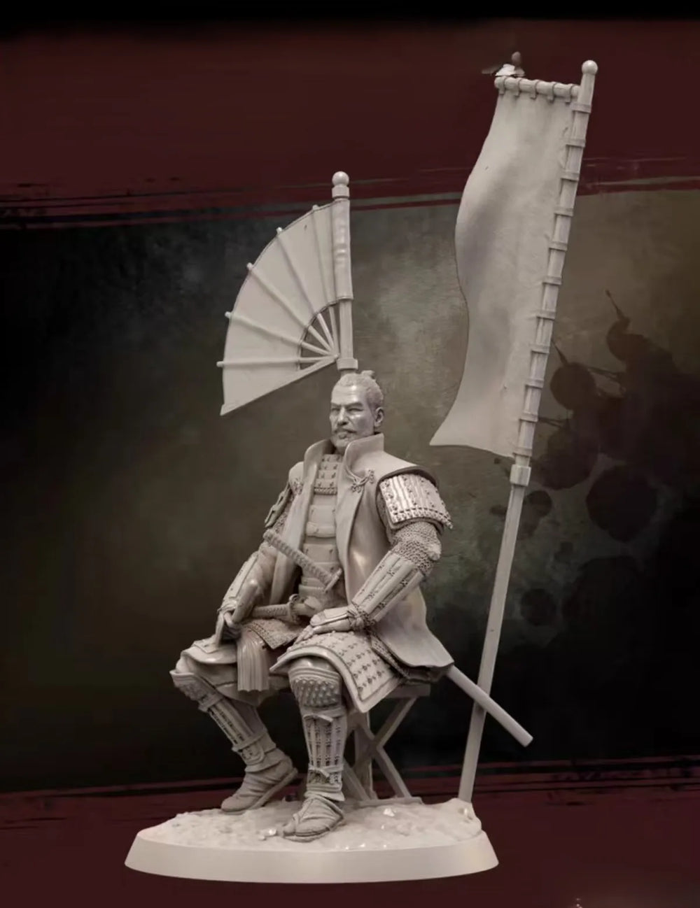 90mm Samurai Warlord, Resin Model Figure Kit, Military Theme, Unassembled and Unpainted