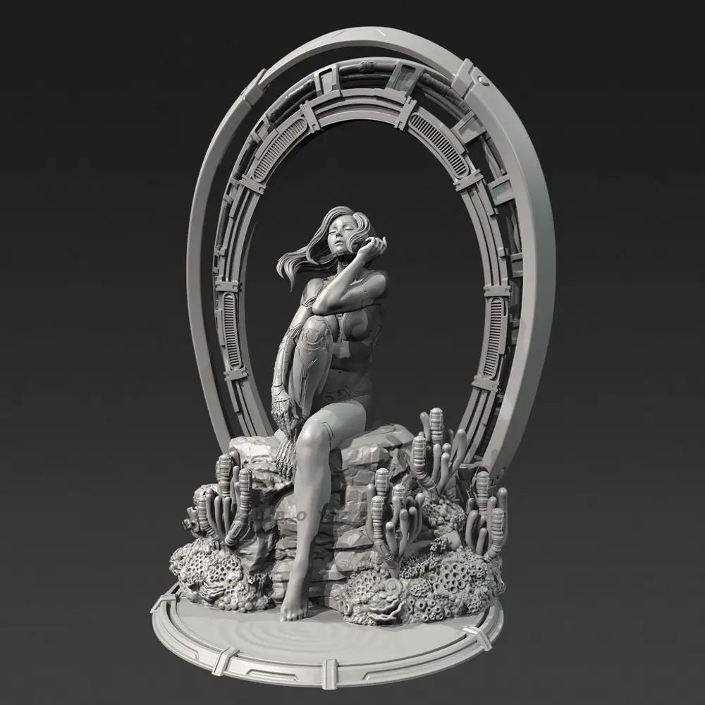 100mm Mechanical Girl, Resin Model Figure Kit, Sci-Fi Theme, Unassembled and Unpainted