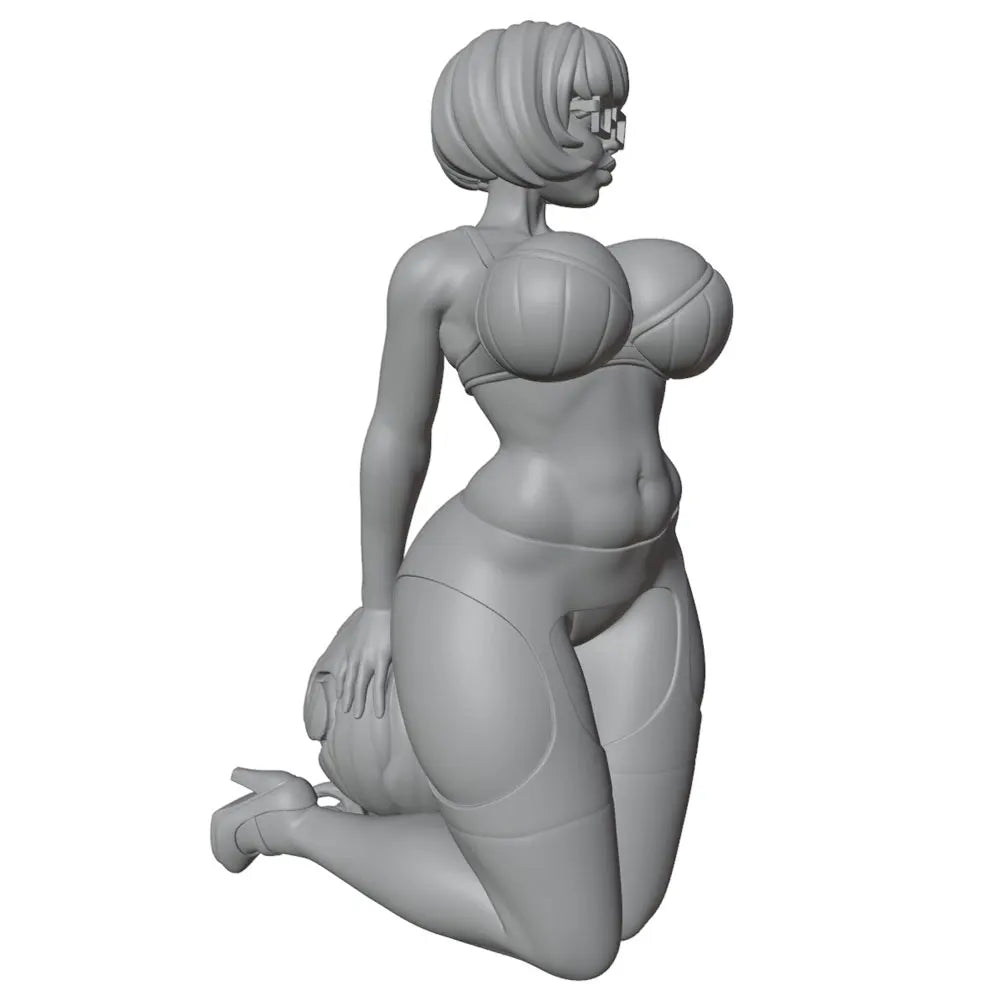 75mm Pin-up Female with Pumpkin, Resin Model Figure Kit, Unassembled and Unpainted