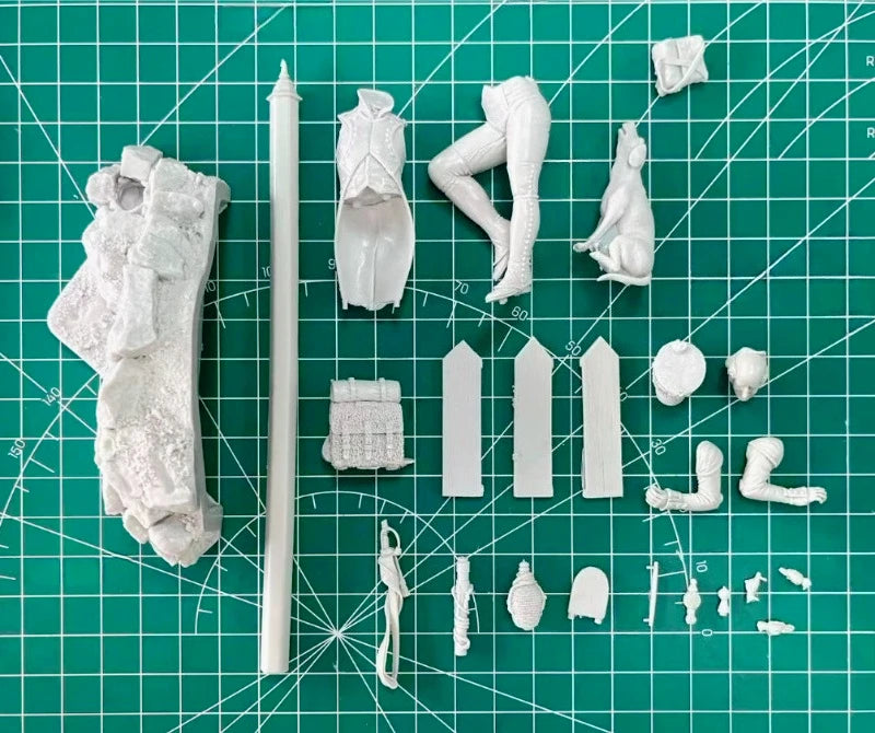 75mm WWI Prussian Infantry Bugler with Dog, 2 Figures, Resin Model Figure Kit, Unassembled and Unpainted