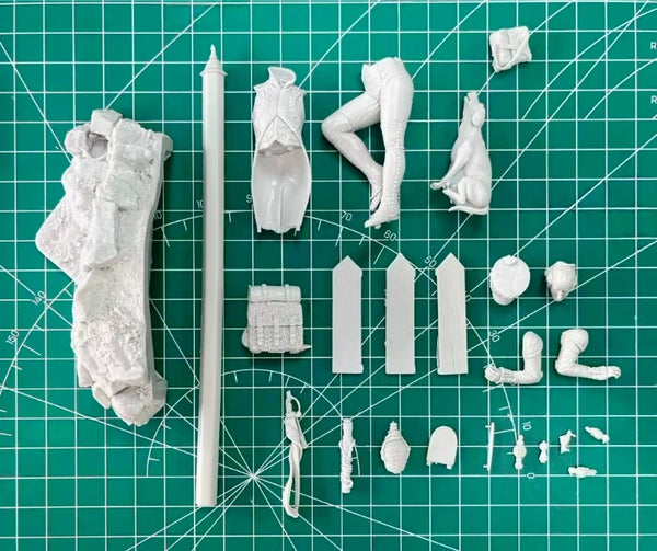 75mm WWI Prussian Infantry Bugler with Dog, 2 Figures, Resin Model Figure Kit, Unassembled and Unpainted