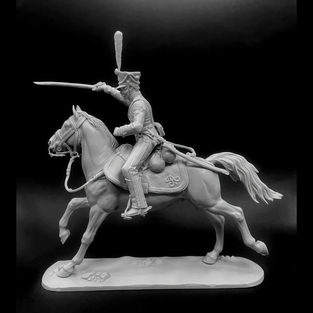54mm Napoleonic Russian Cavalry Hunter, Resin Model Figure Kit, Unassembled and Unpainted