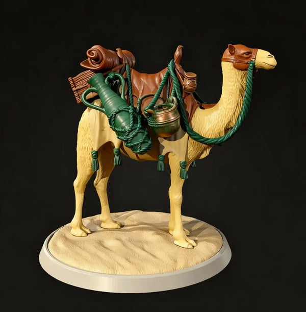 75mm Medieval Camel with Rider, Resin Model Creature Kit, Unassembled and Unpainted