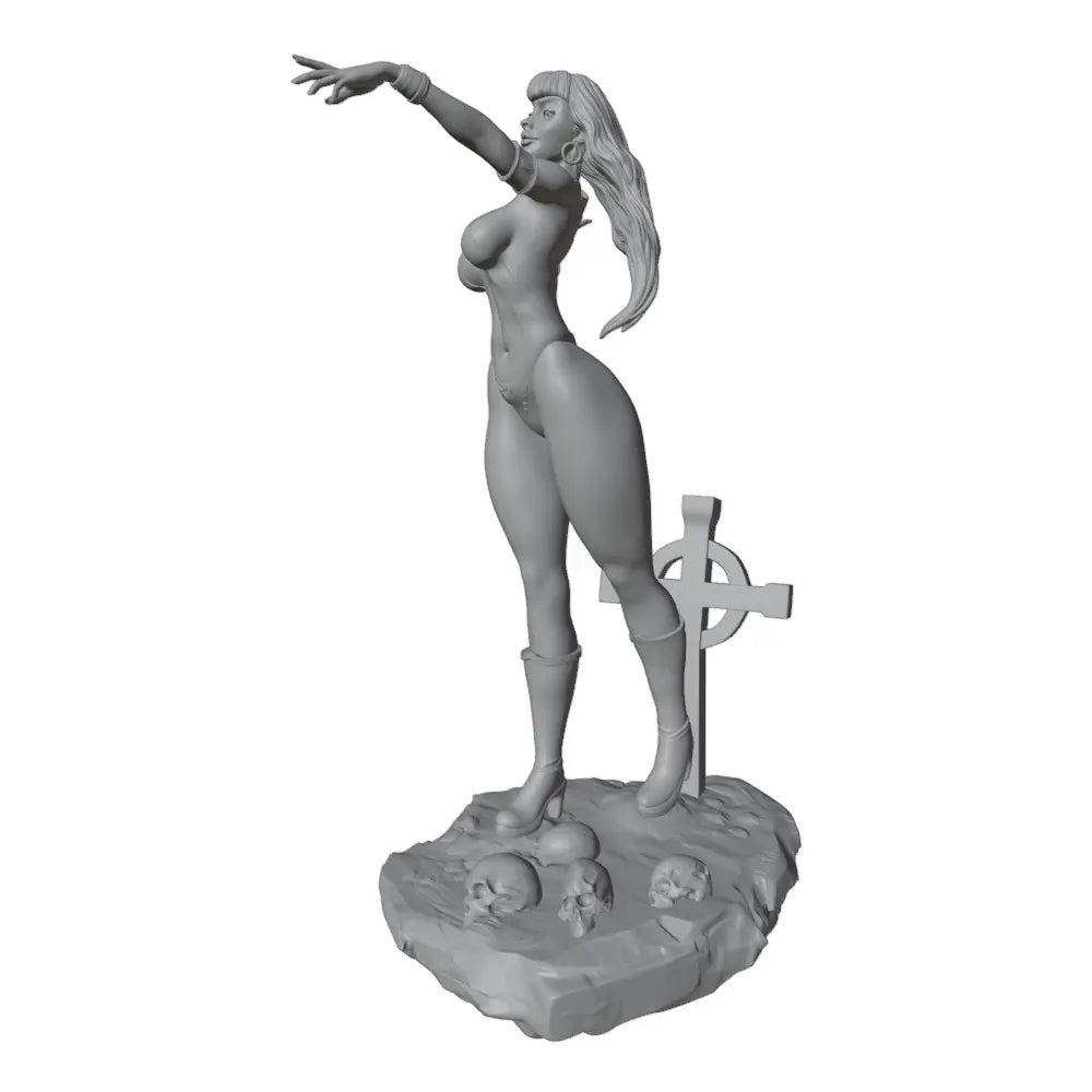 1/24 Fantasy Female with Staff, Resin Model Figure Kit, Unassembled and Unpainted