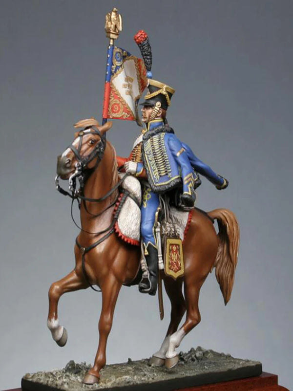 54mm Napoleonic 9th Light Cavalry Officer, Resin Model Figure Kit, Unassembled and Unpainted