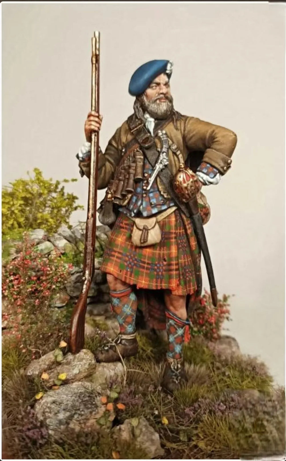 1/24 Scottish Highlander 18th Century, Resin Model Figure Kit, Military Theme, Unassembled and Unpainted