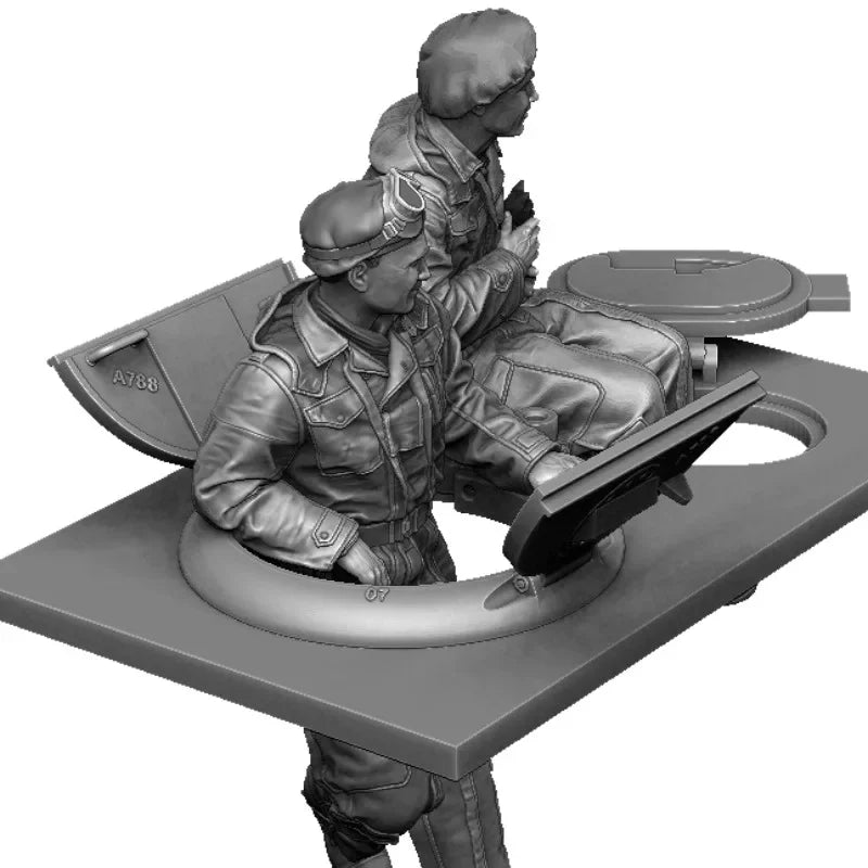 1/35 WWII British Infantry Studying Maps at Table, 2 Figures, Resin Model Figure Kit, Unassembled and Unpainted