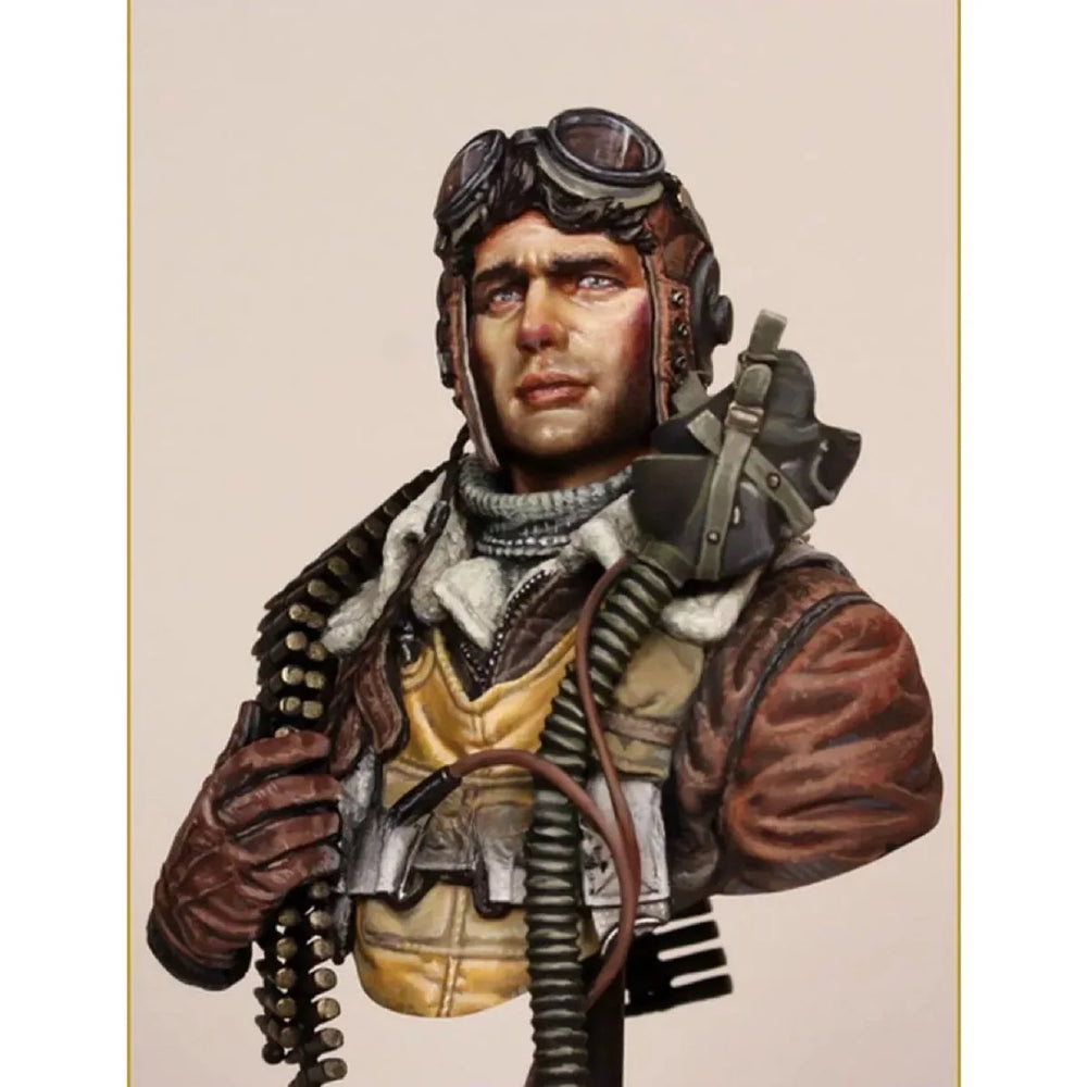 1/10 Aviator with Ammo Bandoliers, Resin Model Bust Kit, Sci-Fi Theme, Unassembled and Unpainted