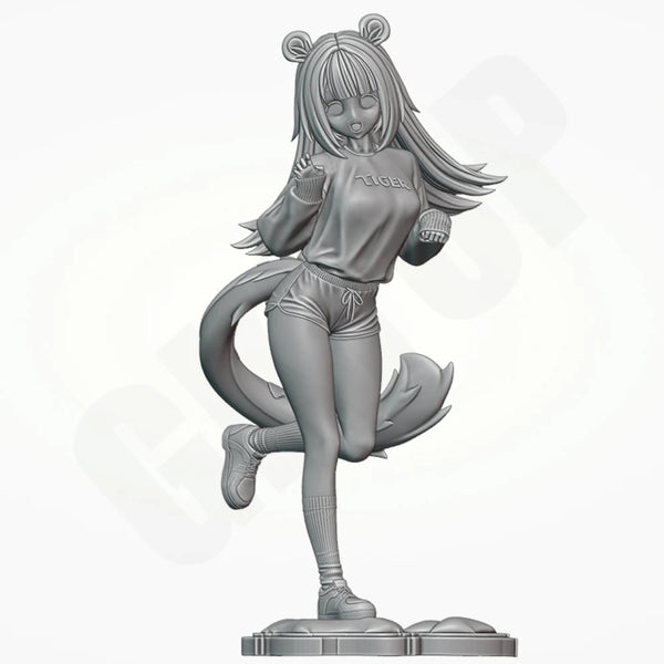 1/24 Cat Girl Kneeling with Tail, Resin Model Figure Kit, Anime Theme, Unassembled and Unpainted
