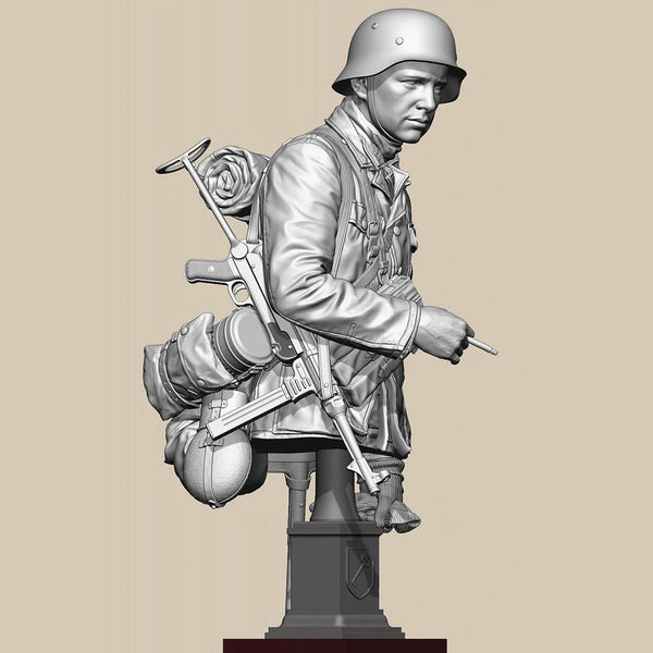 1/10 WWII German Squad Leader, Resin Model Bust Kit, Unassembled and Unpainted