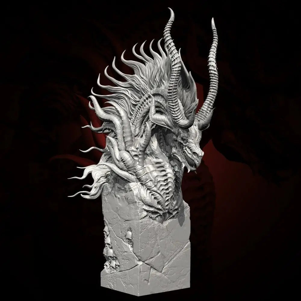 100mm Dragon Warrior Demon, Resin Model Bust Kit, Fantasy Theme, Unassembled and Unpainted