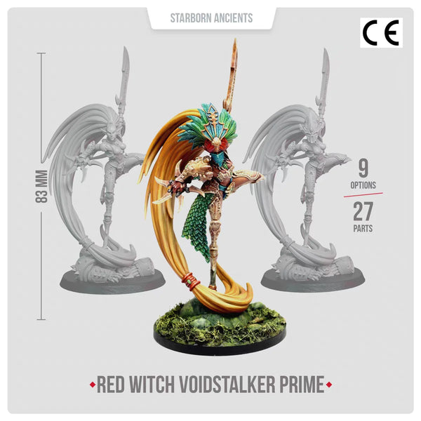28mm Red Witch Voidstalker Prime, Resin Model Figure Kit, Fantasy Theme, Unassembled and Unpainted