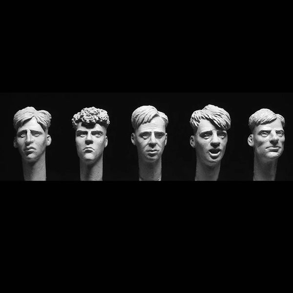 1/35 WWII German Soldier Head Variants, 5 Figures, Resin Model Figure Kit, Military Theme, Unassembled and Unpainted