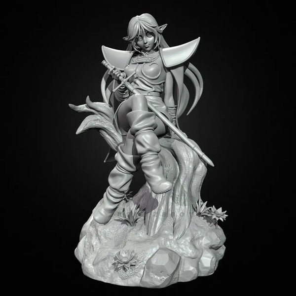 75mm Elf Warrior with Dual Scythes and Wing Armor, Resin Model Figure Kit, Fantasy Theme, Unassembled and Unpainted