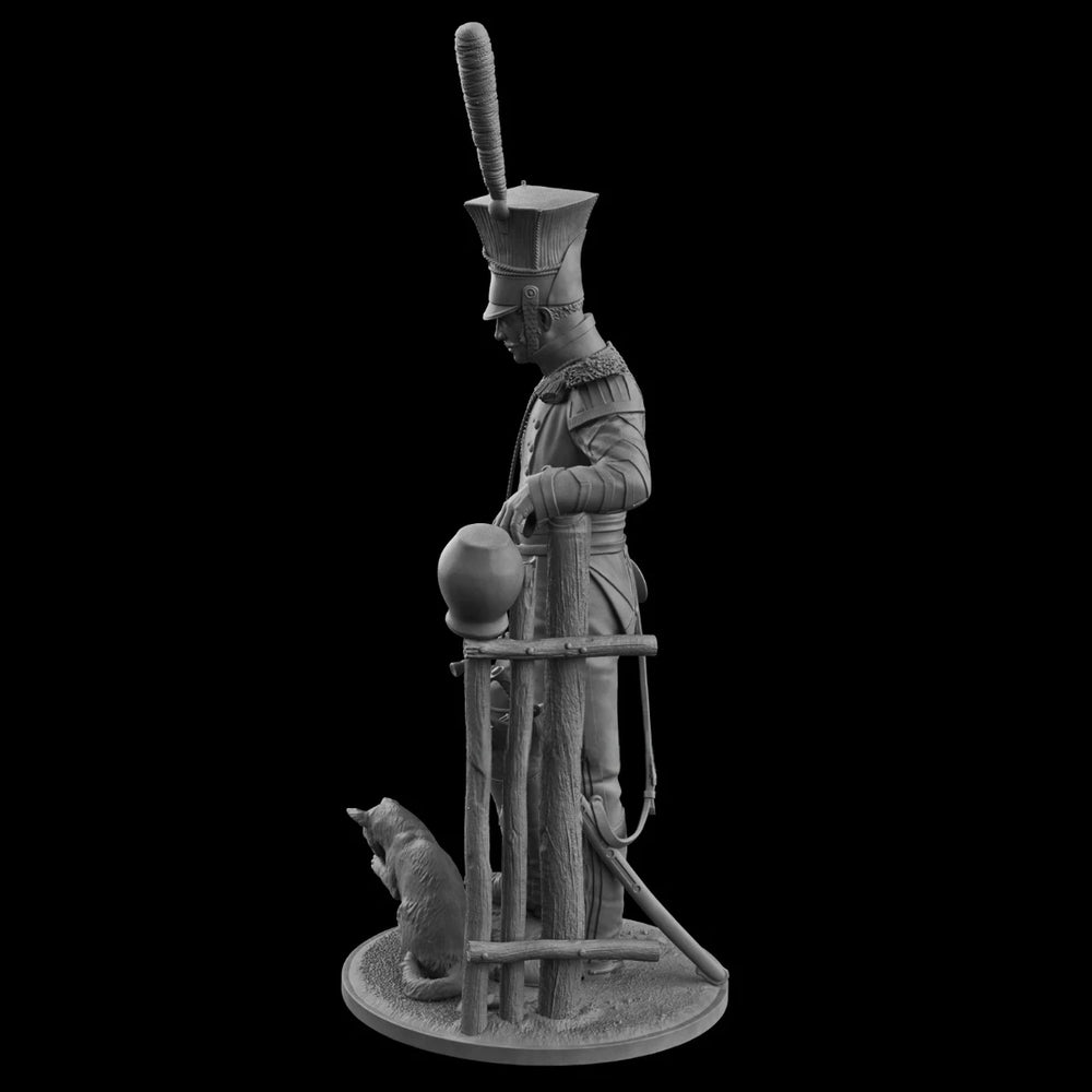 54mm Napoleonic Russian Cavalry Soldier, Resin Model Figure Kit, Unassembled and Unpainted