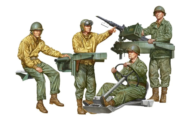 1/16 WWII Allied M8 Armored Vehicle Crew, 4 Figures, Resin Model Figure Kit, Unassembled and Unpainted