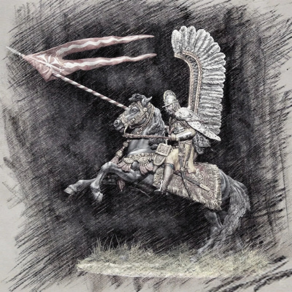 1/24 Napoleonic Polish Winged Cavalry, Resin Model Figure Kit, Unassembled and Unpainted