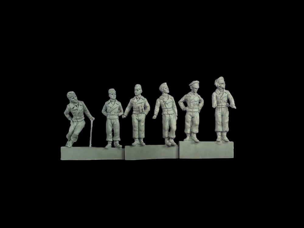 1/72 WWII Military Commander Group, 6 Figures, Resin Model Figure Kit, Unassembled and Unpainted