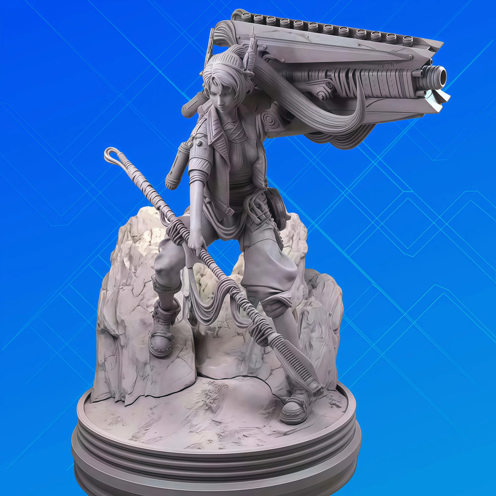 1/24 Female Warrior with Sci-Fi Weaponry, Resin Model Figure Kit, Fantasy Theme, Unassembled and Unpainted