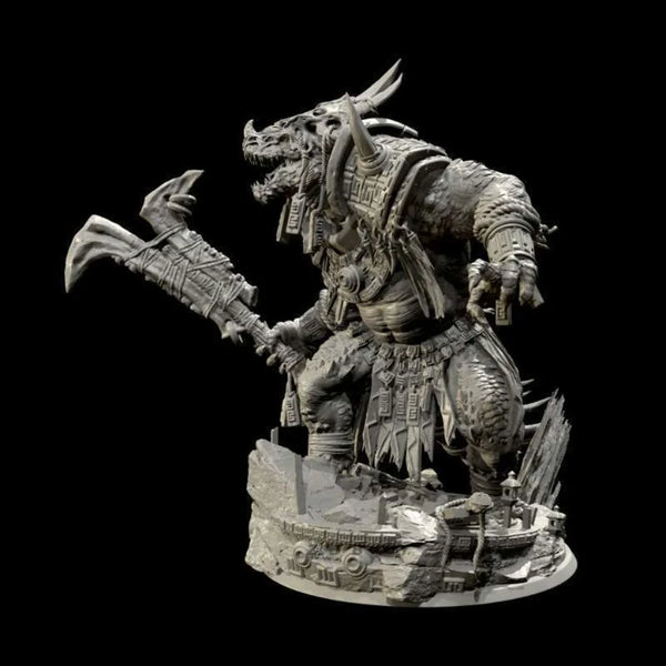 50mm Medieval Lizard Warrior, Resin Model Figure Kit, Unassembled and Unpainted