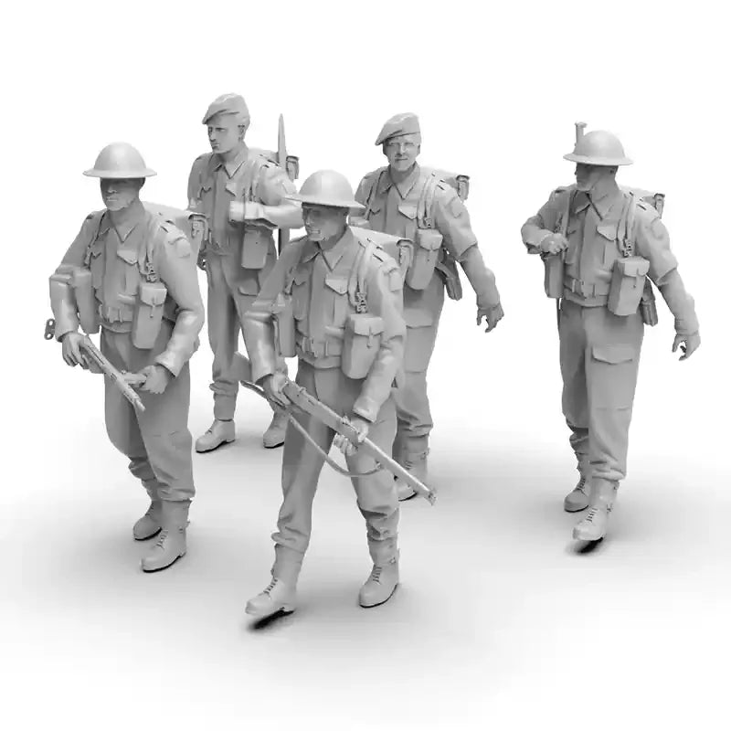 1/35 WWI British Infantry Advancing with Bayonets, 5 Figures, Resin Model Figure Kit, Unassembled and Unpainted