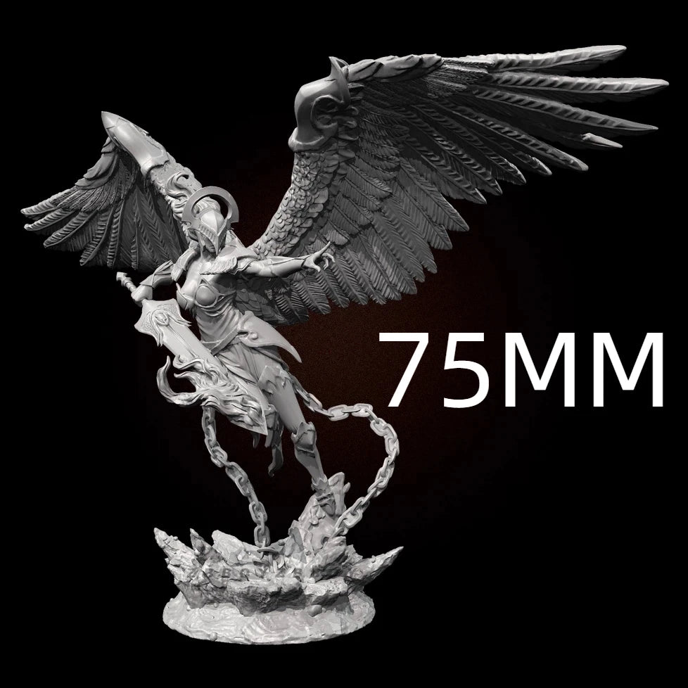 75mm Winged Witch with Staff, Resin Model Figure Kit, Fantasy Theme, Unassembled and Unpainted