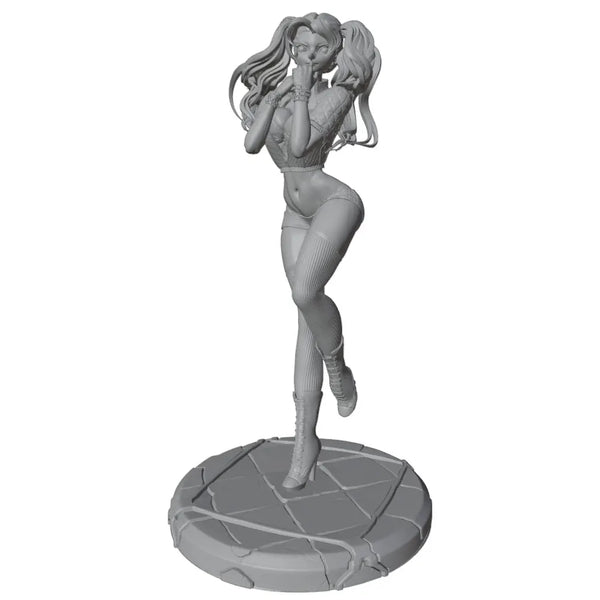 1/24 Long-Haired Pin-up Female in Dynamic Pose, Resin Model Figure Kit, Anime Theme, Unassembled and Unpainted