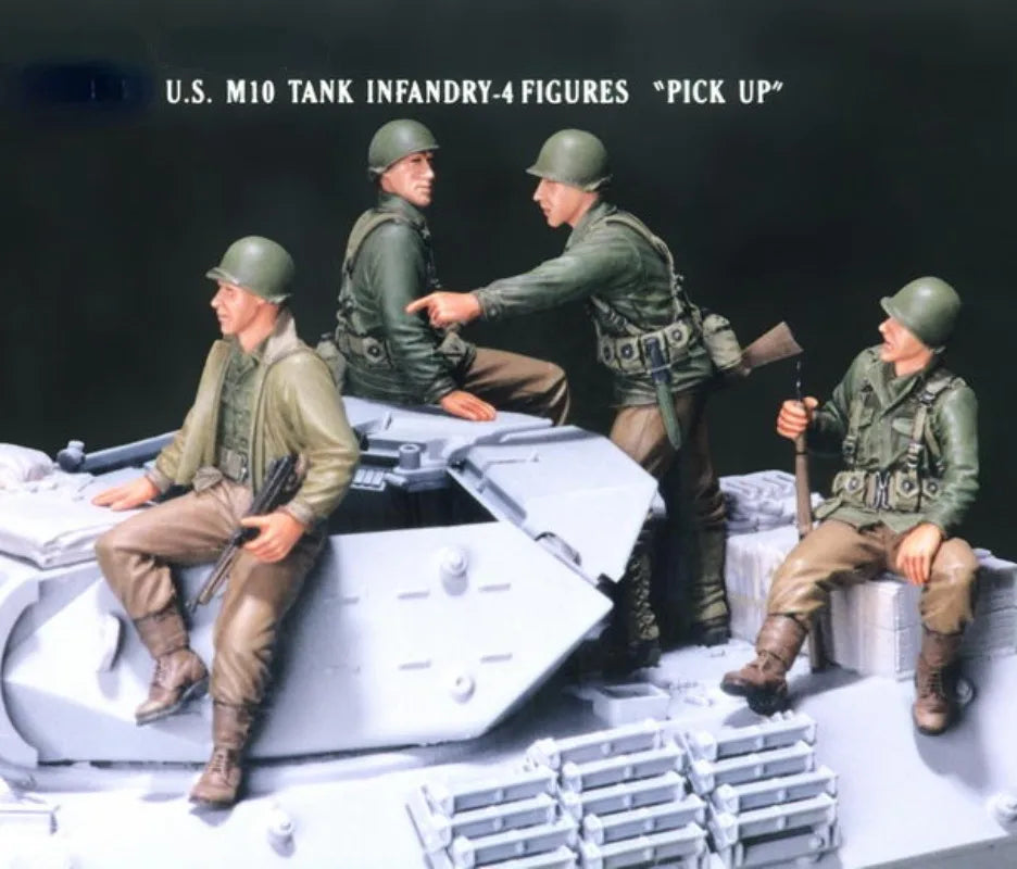 1/35 WWII US M10 Tank Destroyer Crew, 4 Figures, Resin Model Figure Kit, Unassembled and Unpainted