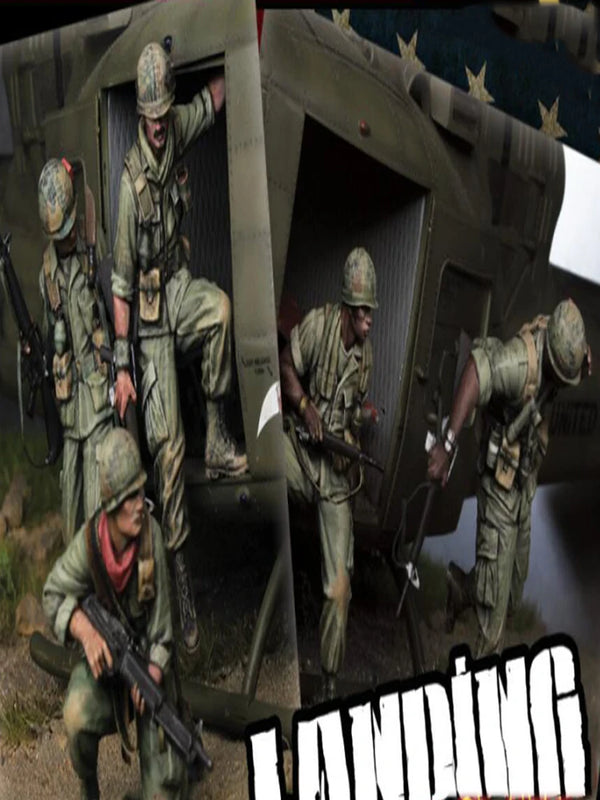 1/35 WWII German Landing Scenario, 5 Figures, Resin Model Figure Kit, Unassembled and Unpainted