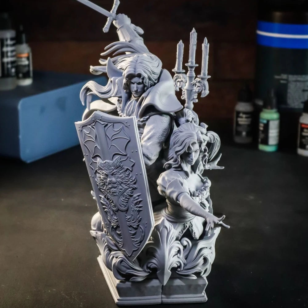 1/6 Gothic Warrior & Demon, 4 Figures, Resin Model Bust Kit, Fantasy Theme, Unassembled and Unpainted