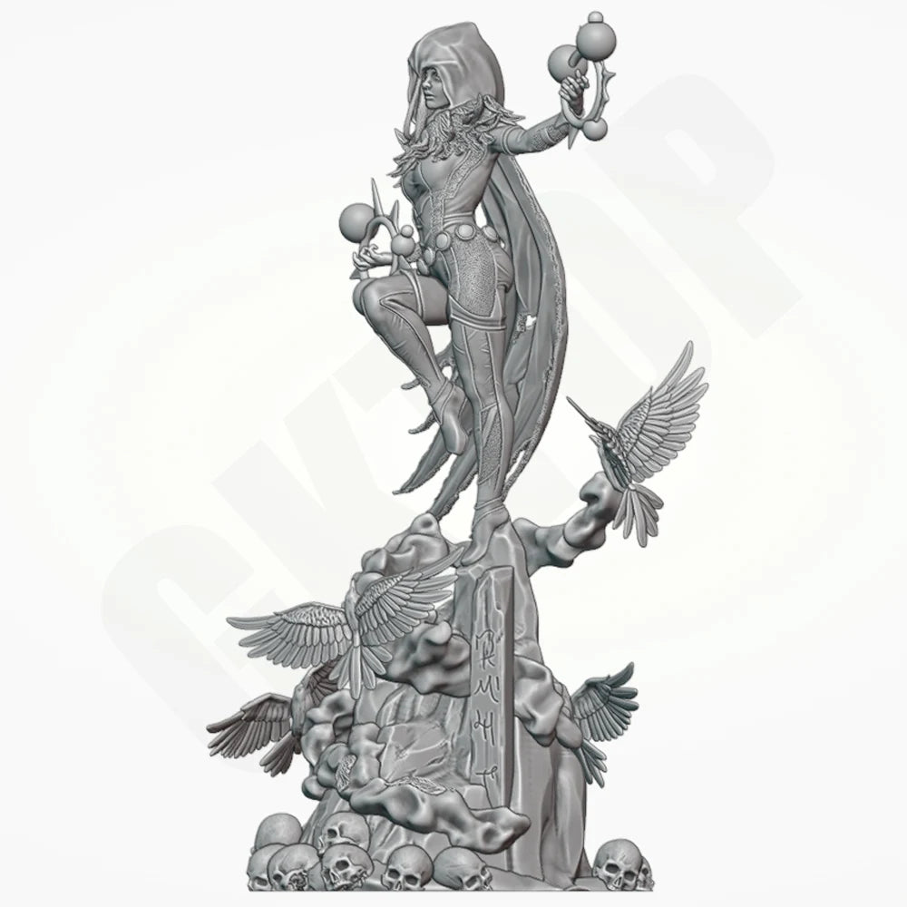 1/24 Belle Crow Winged Sorceress, Resin Model Figure Kit, Fantasy Theme, Unassembled and Unpainted
