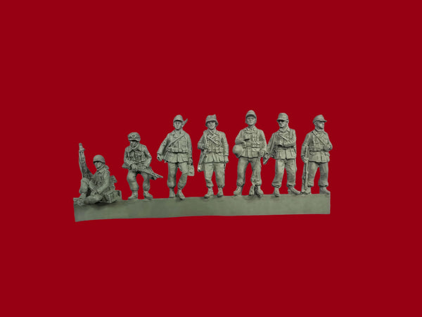 1/72 WWII German Infantry Squad Attacking, 9 Figures, Resin Model Figure Kit, Unassembled and Unpainted