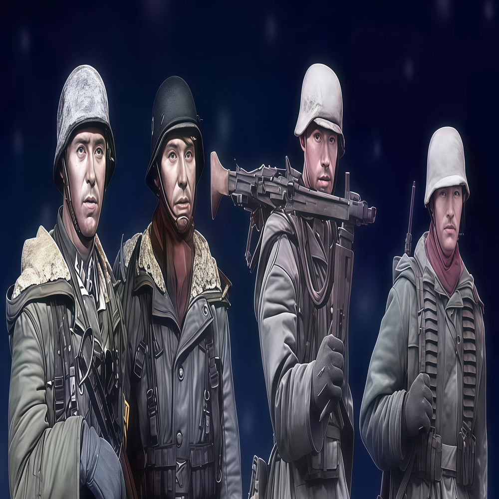 1/35 WWII German Winter Combat Team, 4 Figures, Resin Model Figure Kit, Unassembled and Unpainted