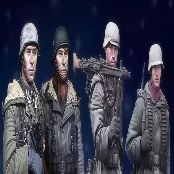 1/35 WWII German Winter Combat Team, 4 Figures, Resin Model Figure Kit, Unassembled and Unpainted