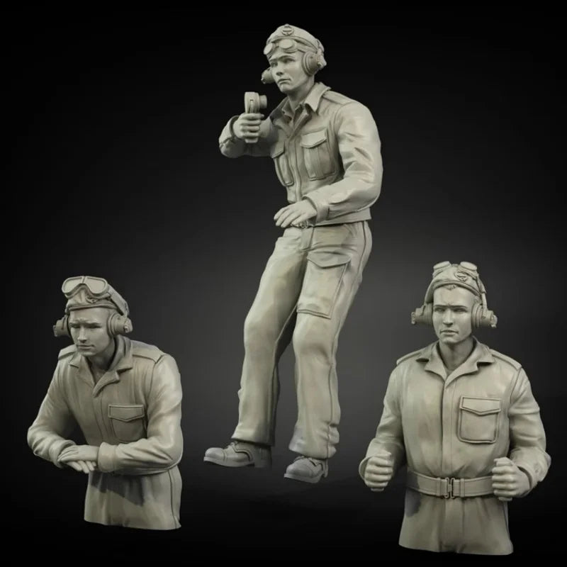 1/35 Modern Civilians with Leader in Commanding Pose, 3 Figures, Resin Model Figure Kit, Unassembled and Unpainted