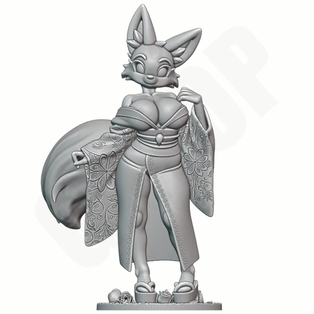 1/24 Japanese Beast-Ear Girl, Resin Model Figure Kit, Anime Theme, Unassembled and Unpainted