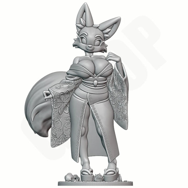 1/24 Japanese Beast-Ear Girl, Resin Model Figure Kit, Anime Theme, Unassembled and Unpainted