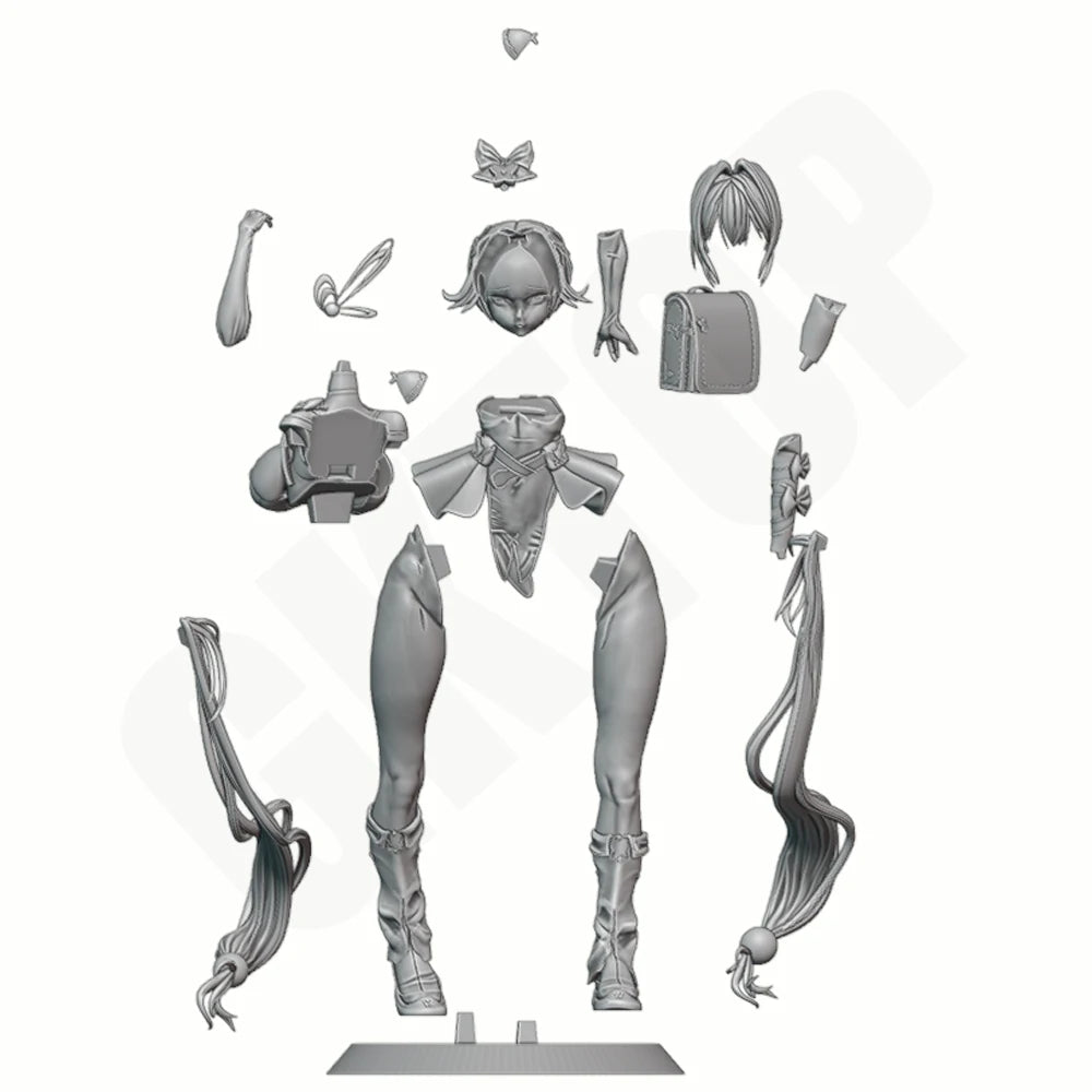 1/24 Girl with Mecha Armor, Resin Model Figure Kit, Anime Theme, Unassembled and Unpainted