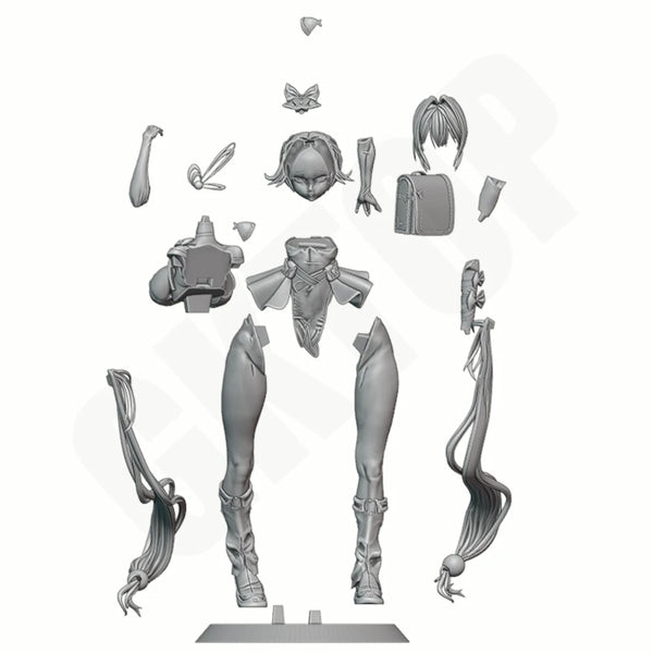 1/24 Girl with Mecha Armor, Resin Model Figure Kit, Anime Theme, Unassembled and Unpainted