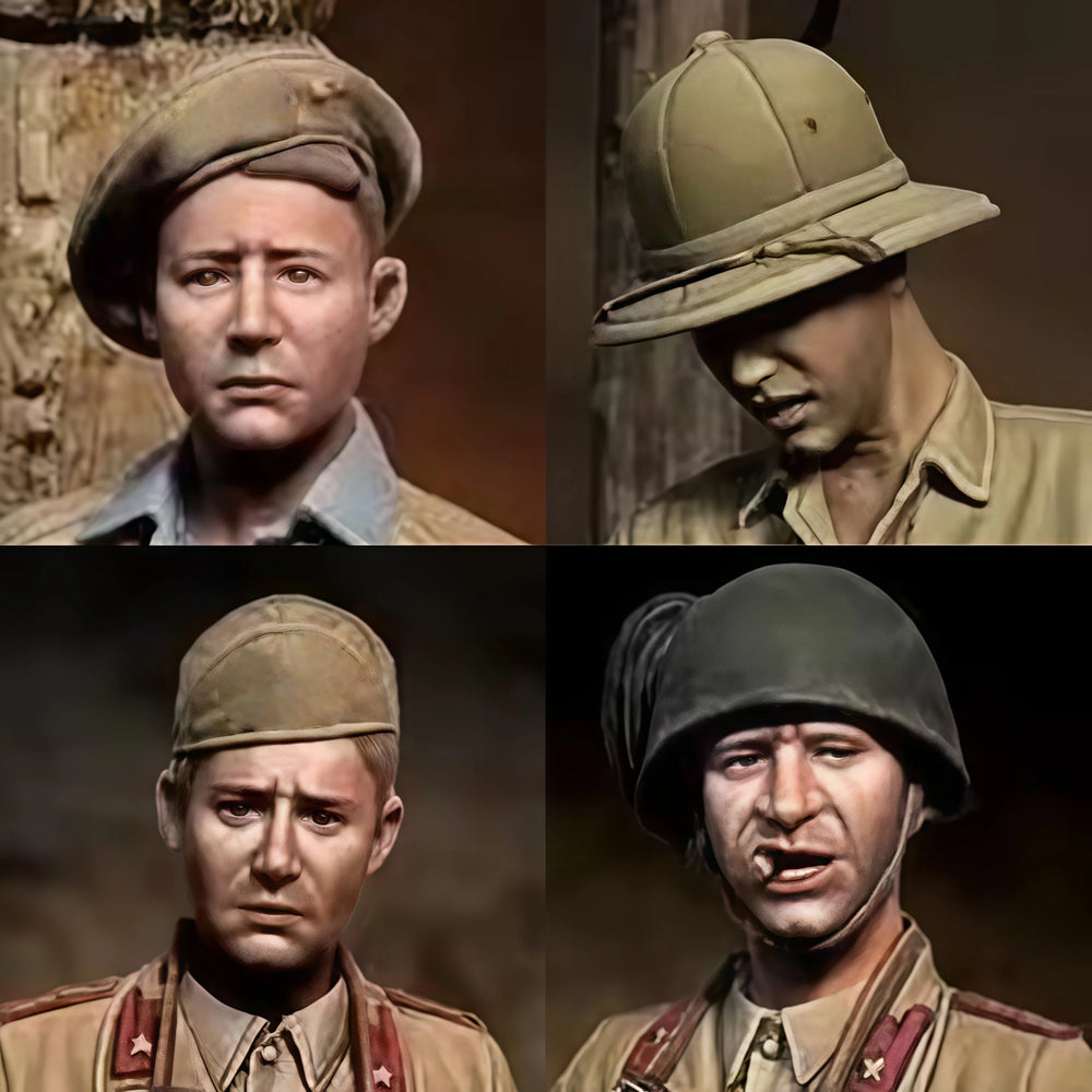 1/35 WWII British Tropical & German Soldiers, 4 Figures, Resin Model Figure Kit, Unassembled and Unpainted