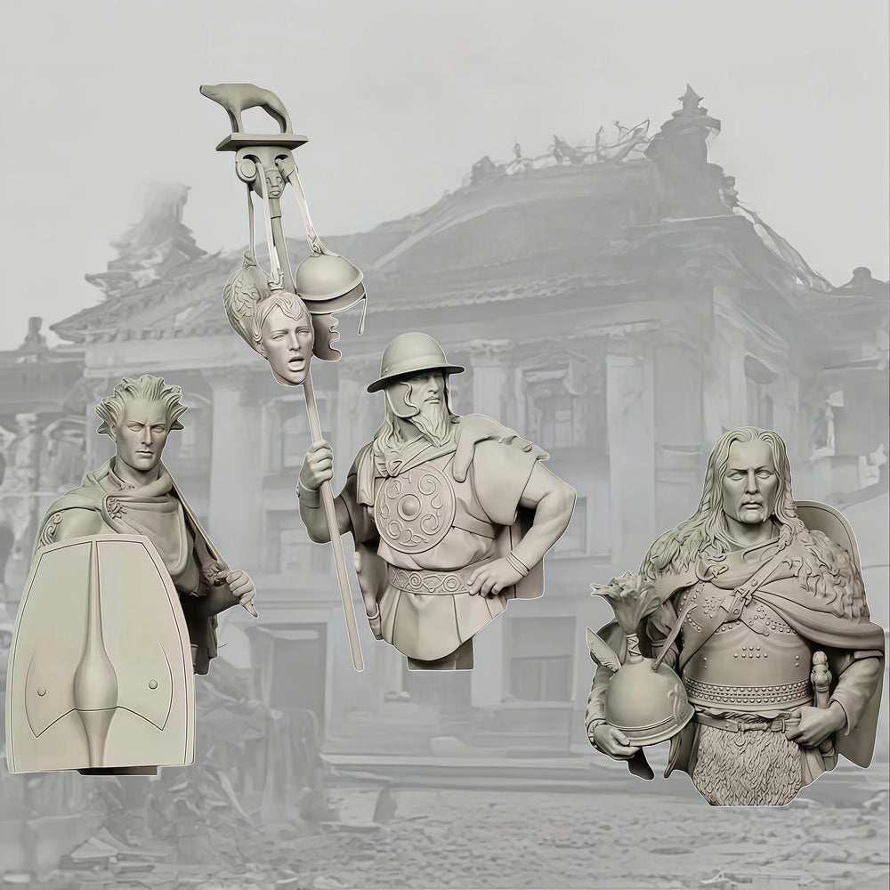 1/12 Medieval Fantasy Warriors, 3 Figures, Resin Model Figure Kit, Unassembled and Unpainted