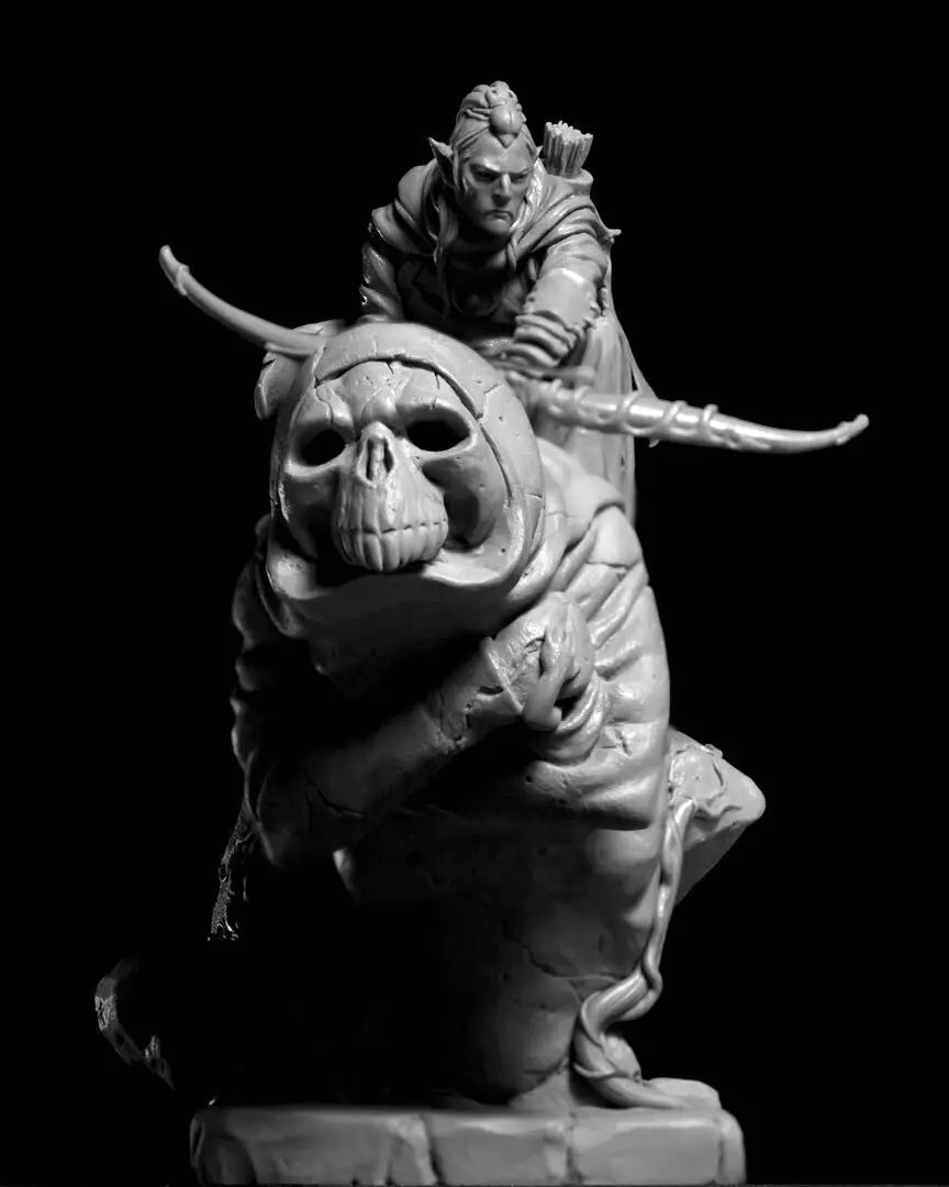 1/24 Dark Fantasy Warrior & Beast Mount, 2 Figures, Resin Model Figure Kit, Fantasy Theme, Unassembled and Unpainted