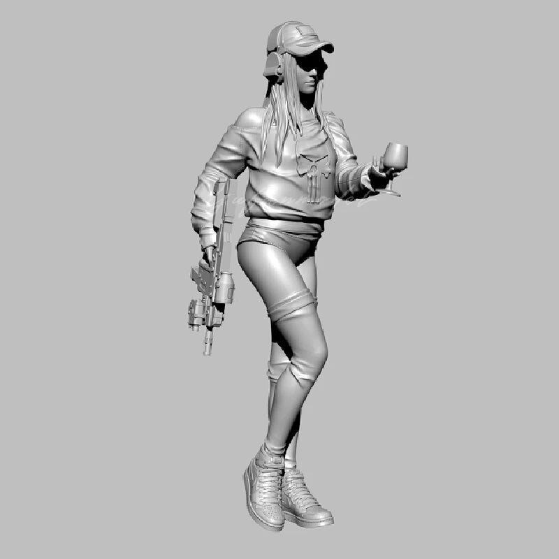 1/24 Modern Tactical Female Operator, Resin Model Figure Kit, Unassembled and Unpainted