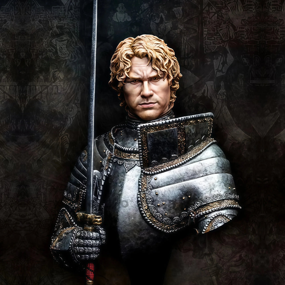1/10 Medieval Knight with Blonde Curls in Armor, Resin Model Bust Kit, Unassembled and Unpainted