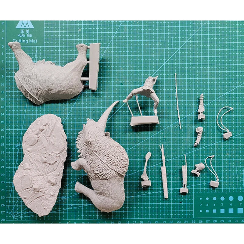 1/32 Medieval War Elephant Warrior, 2 Figures, Resin Model Figure Kit, Unassembled and Unpainted