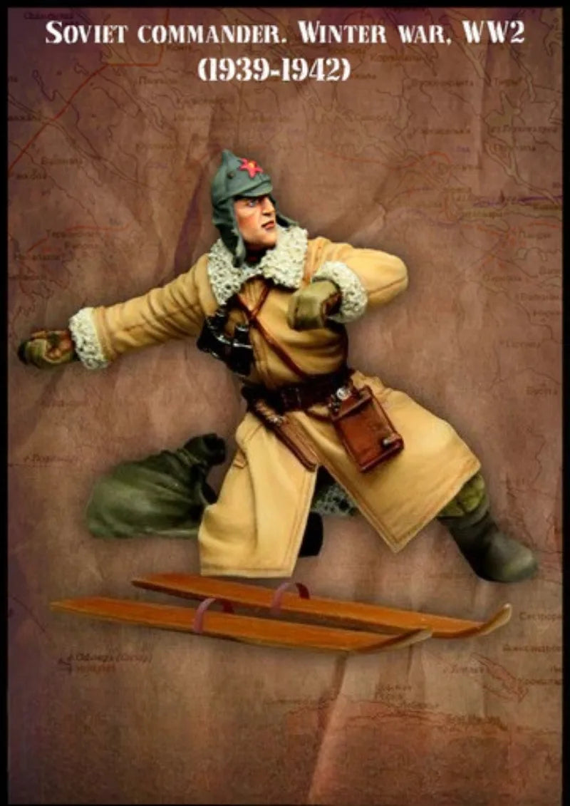 1/35 WWII Soviet Winter War Commander on Skis, Resin Model Figure Kit, Unassembled and Unpainted