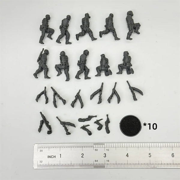 28mm Modern Counter-Terrorism Unit, 10 Figures, Resin Model Figure Kit, Unassembled and Unpainted