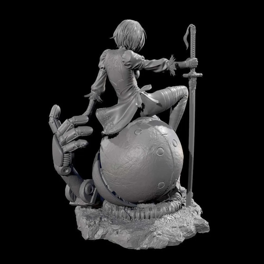 80mm Female Swordsman, Resin Model Figure Kit, Fantasy Theme, Unassembled and Unpainted