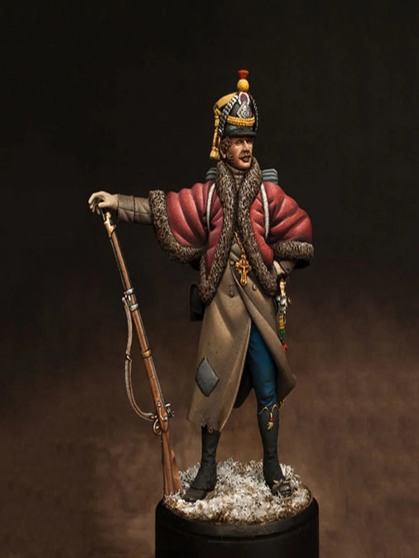 1/24 Napoleonic Officer in Red Coat with Plumed Bicorne, Resin Model Figure Kit, Unassembled and Unpainted