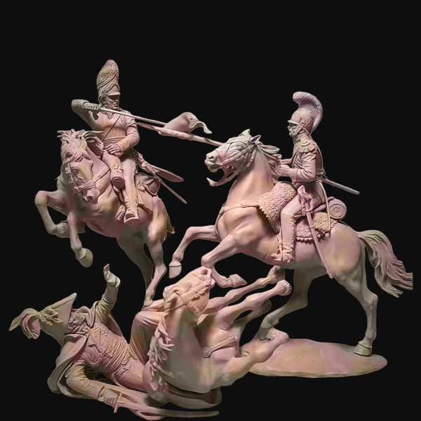 1/32 American Civil War Cavalry Clash, 5 Figures, Resin Model Figure Kit, Unassembled and Unpainted